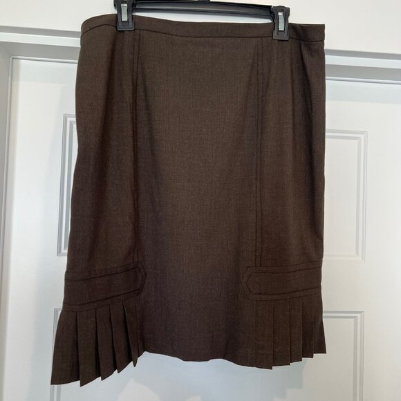 Vintage Y2K Studio M Brown Pleated Lined Mini Skirt Sz 14 – Preppy Academia Nord - Picture 6 of 8